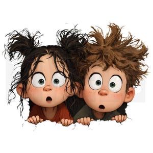 13 schrullig spähender Bruder Schwester Clipart, PNG. Cartoon Kids, lustige Geschwister Kunst, Junk Journal, Papierwesen, Aquarellkunst, digitaler Download