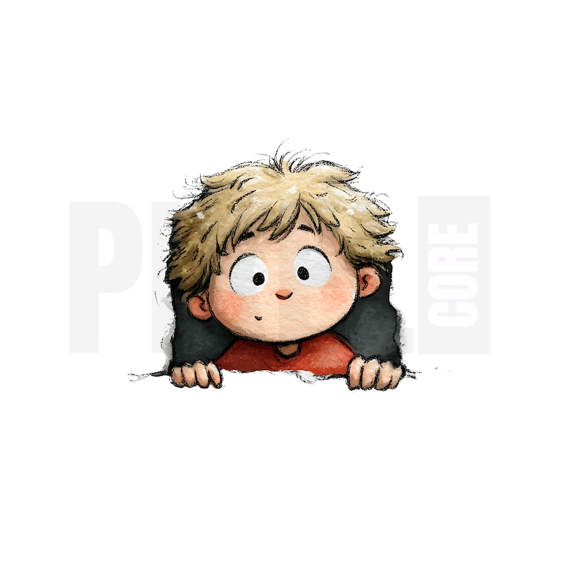18 Quirky Boy Peeking Clipart, PNG, Junk Journal, Scrap Book, Paper ...