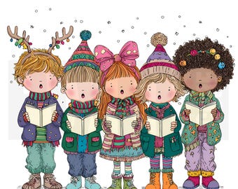 11 villancicos infantiles navideños originales, clipart, PNG, villancicos navideños, efímeras, diarios basura, álbumes de recortes, descarga digital