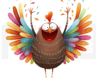 12 imágenes prediseñadas de pavos peculiares, PNG, caricatura linda de Acción de Gracias, diario basura de otoño, álbum de recortes, manualidades de papel, arte de acuarela, ilustración de cuentos