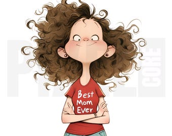 12 imágenes prediseñadas de mamás originales, PNG, camiseta "La mejor mamá del mundo", maternidad caprichosa, creación de tarjetas, manualidades con papel, scrapbooking, descarga digital