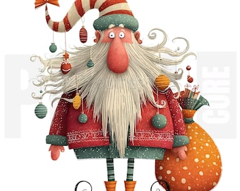 14 imágenes prediseñadas de Papá Noel originales en formato PNG, Papá Noel de dibujos animados navideños divertidos, vacaciones originales, manualidades con papel, creación de tarjetas, diario creativo, descarga digital.