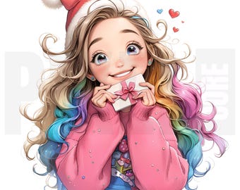 13 eigenzinnige gezellige kerstmeisje clipart, png, grillige vakantie winter meisje kunst, junk Journal, kaarten maken, scrapbooking, digitale download