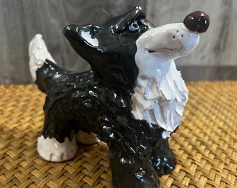 Ceramic husky, Ceramic husky dog, Handmade husky, one of a kind husky, black and white dog, dog art, husky art, dog lovers gift