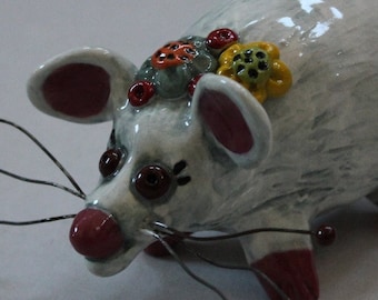 Whimsy Rat Sculpture, cartoon rat figurine, whimsy rat home decor, cute rat sculpture, rat home decor, rat home decorations, rat lovers gift