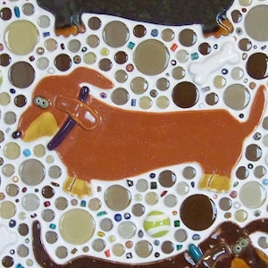 TAIL CHASERS Mosaic Dachshund Dog Wall Art, doxie wall art, mosaic art, mosaic dog art, dachshund art, dog art, wiener dog art, doxie image 1
