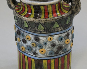 Multi Pattern, Dark Multi-Color Blast Whimsy Vase