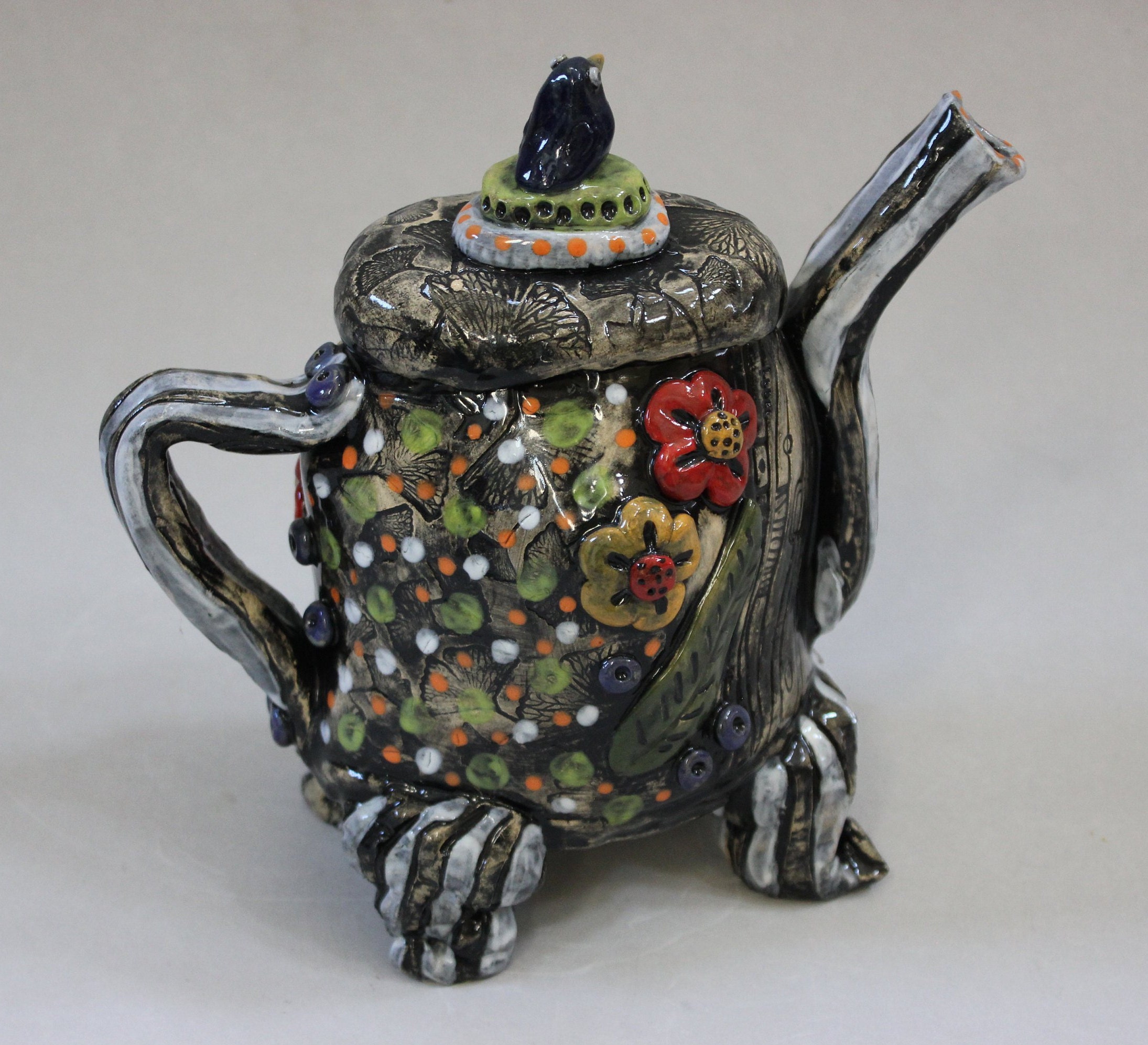 Whimsical Bird Teapot, Decorative Teapot, Burtonesque Teapot, Unique ...