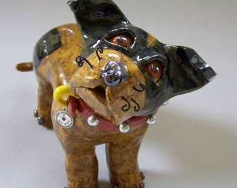 dog sculpture, original dog sculpture, handmade dog sculpture, whimsical animal sculpture, whimsy animal art, dog lovers home decor, dog art