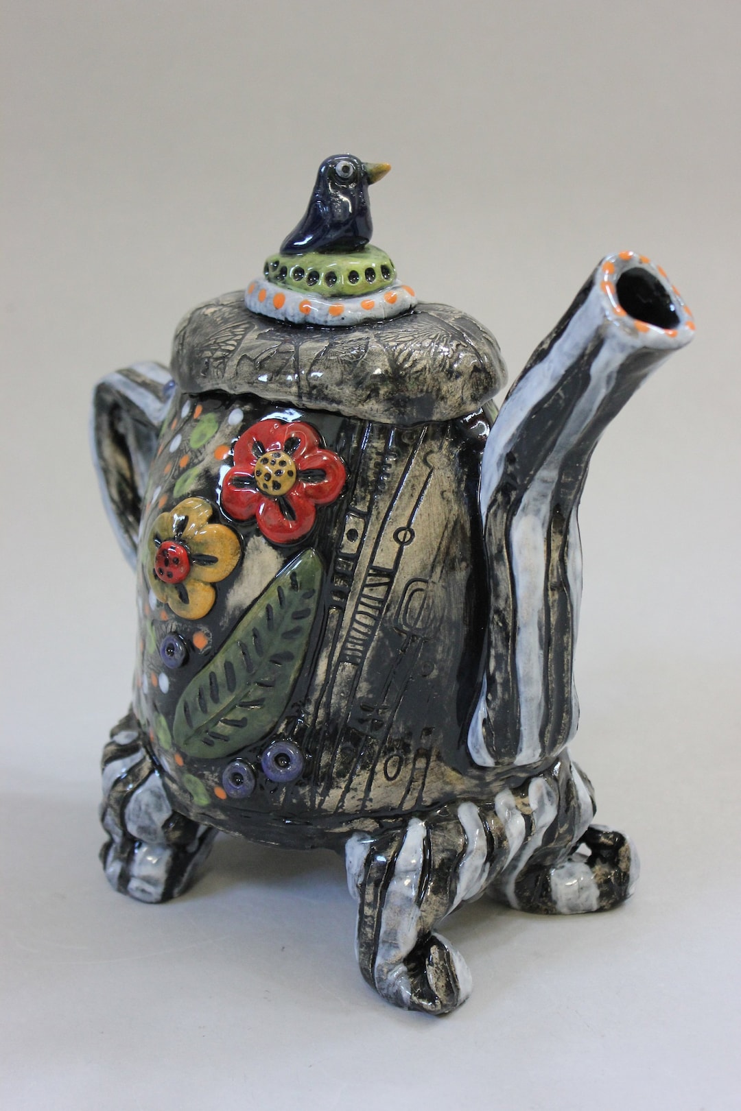 Whimsical Bird Teapot, Decorative Teapot, Burtonesque Teapot, Unique ...
