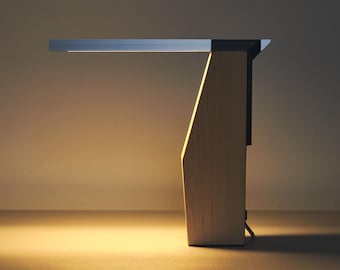 Minimalist solid maple handmade lamp, wood sculptural table lamp, modern lighting decor, Model 3X8-1