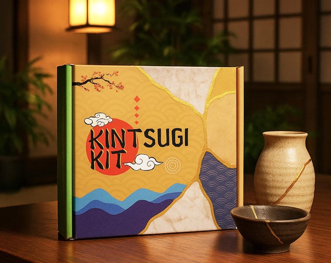 DIY Kintsugi Repair Kit - Yobitsugi Edition : Food-Safe Linseed Resin with Gold Metallic Mica Powder Dishwasher proof