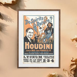 Mystical Houdini Spirit Poster Digital Download – “Do Spirits Return?”