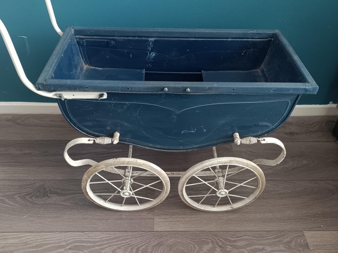 Prams Display Vintage Tri-ang Doll Pram – 1950s British Baby Carriage – Blue Metal ...