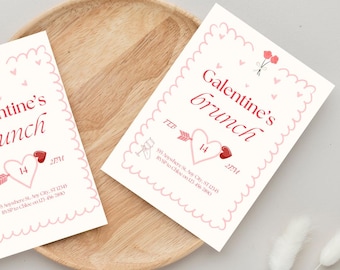 Galentines Brunch Invitation, Galentines Day, Girly Downloadable invitation, Pink and Red Customisable Invite, Brunch Invite, Girls Brunch
