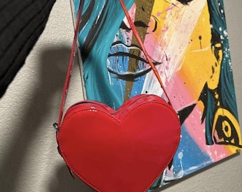 Sac à bandoulière en forme de coeur, Love Bag, an 2000, sac rouge, sac noir, sac rose, rétro, punk, gothique, patineur, festival de musique, brevet, cadeau de la Saint-Valentin