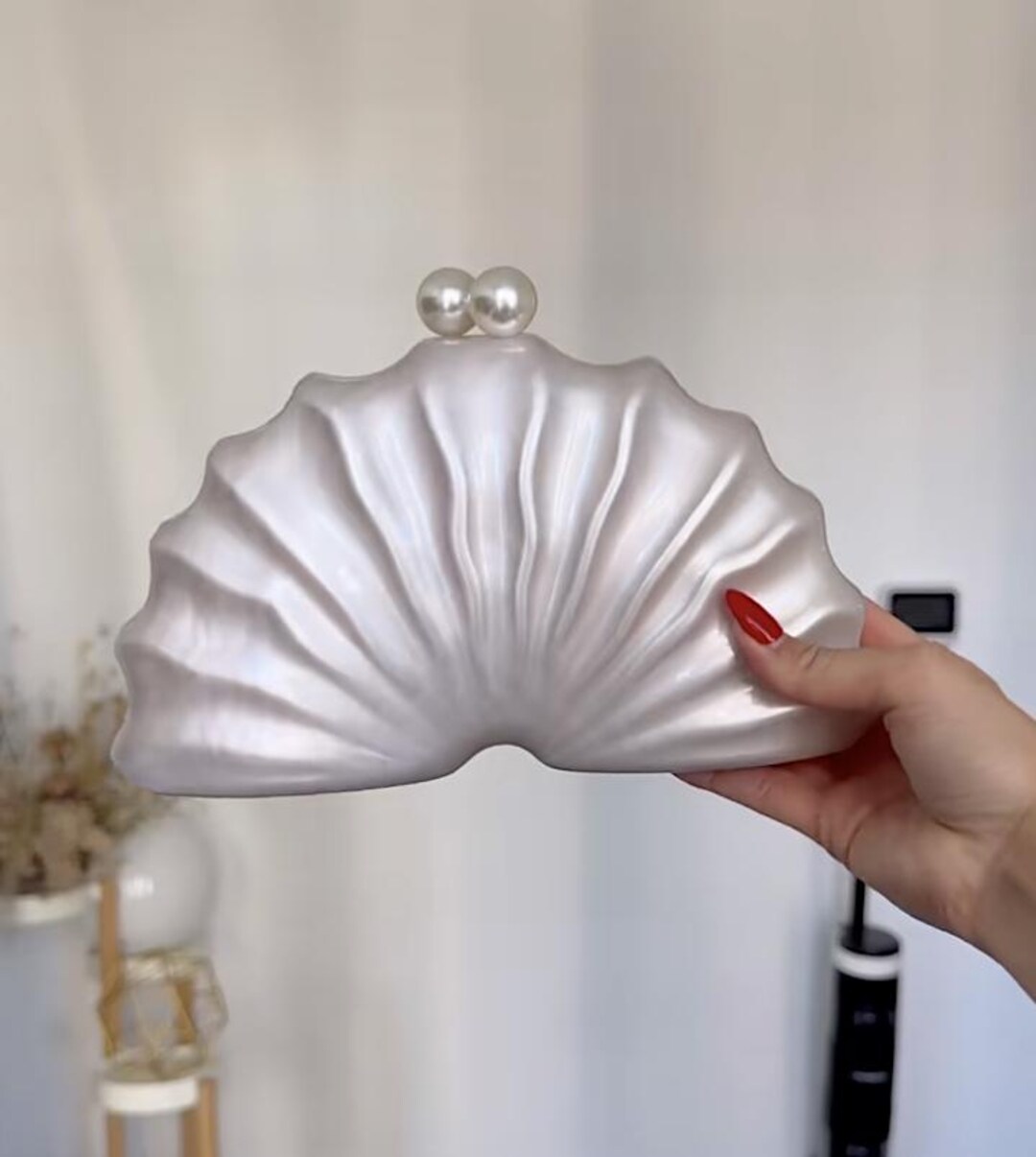 Clam Shell Marble Clutch, Seashell Bag, Beach Bag, Ocean Shoulder Bag ...