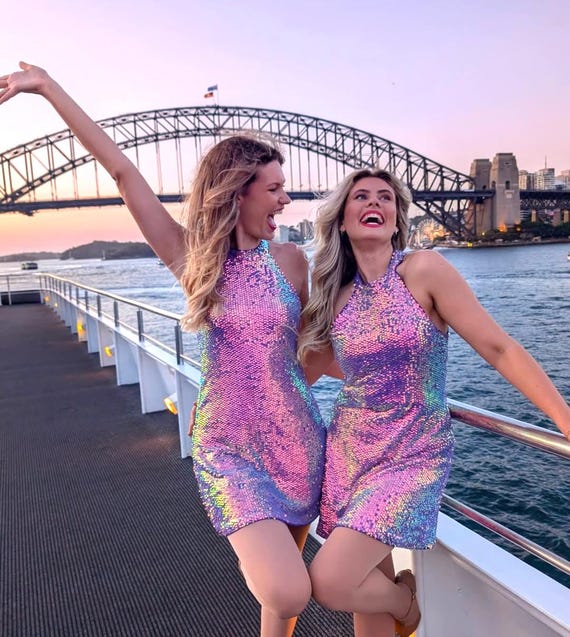 Holographic Sequin Mini Dress