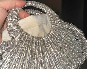 Pochette de mariée, sac à main de mariage, sac de la mariée, accessoires de mariage, sac argenté, sac à paillettes, sac à main strass, sac de fiançailles