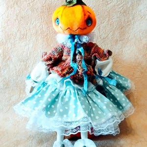 Pumpkin,pumpkin doll,pumpkin rag doll,Halloween,Halloween gift,stylized doll,Halloween decor,Handmade Halloween doll,pumpkin head doll