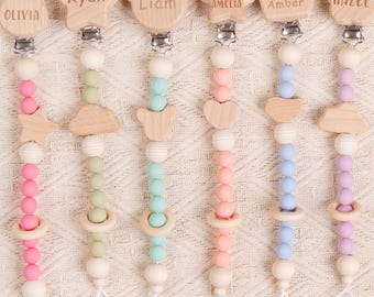 Clip para chupete personalizado para niño y niña, clip para chupete, clip para chupete, soporte para chupete, regalo para bebé nuevo para baby shower, regalos para recién nacidos