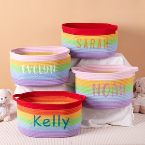 Personalisierter Babypartykorb Geschenk, Spielzeug-Aufbewahrungskorb für Baby, Baumwollseilkorb mit Namen, Neugeborenen-Geschenke, Weihnachtsgeschenk für Baby