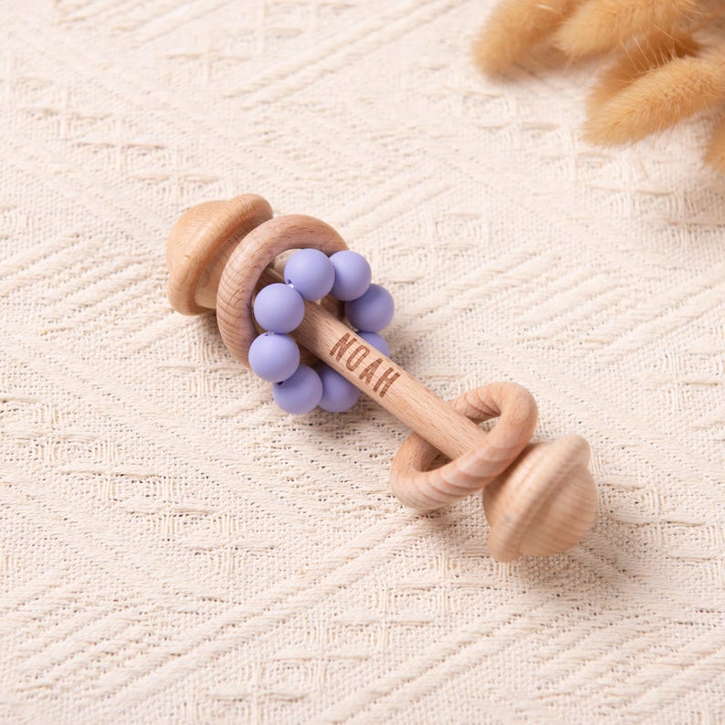 Custom Wooden Rattle, Sensory Toys for Baby, Personalized New Baby Gifts, Baby Shower Gifts, Nephew Gifts, Newborn Gifts, Christmas Gifts Rattle #8