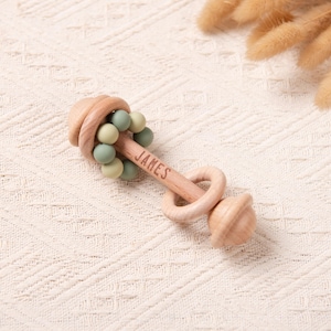 Custom Wooden Rattle, Sensory Toys for Baby, Personalized New Baby Gifts, Baby Shower Gifts, Nephew Gifts, Newborn Gifts, Christmas Gifts Rattle #5