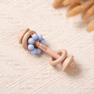 Custom Wooden Rattle, Sensory Toys for Baby, Personalized New Baby Gifts, Baby Shower Gifts, Nephew Gifts, Newborn Gifts, Christmas Gifts Rattle #7