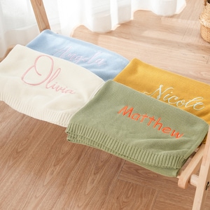 Personalized Baby Blanket, Embroidered Baby Name Blanket, First Birthday Gift for Baby, Newborn Gifts, New Baby Gifts, Baby Shower Gifts