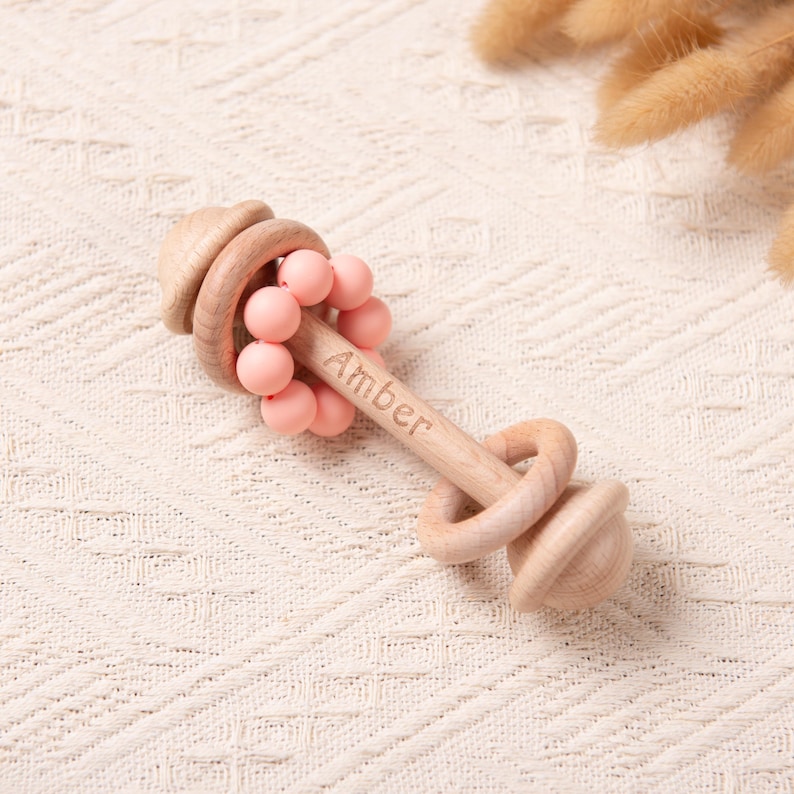 Custom Wooden Rattle, Sensory Toys for Baby, Personalized New Baby Gifts, Baby Shower Gifts, Nephew Gifts, Newborn Gifts, Christmas Gifts Rattle #6