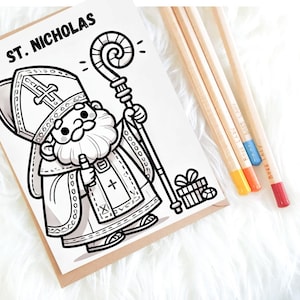 Nikolaus Ausmalbild PDF Ausmalbilder Nikolaus für Kinder l Katholische Heilige l Advent l Weihnachten l Heilige für Kinder
