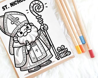 Saint Nicholas Cartoon Coloring Page PDF l St. Nicholas Coloring Page for Kids l Catholic Saints l Advent l Christmas l Saints for Children