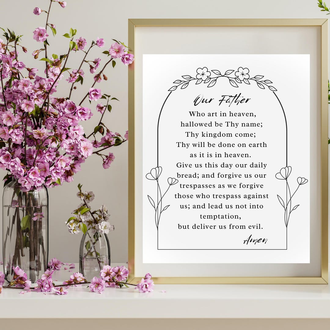 Our Father Prayer Print: Minimalist Catholic Wall Art (digital Download ...