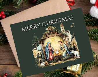 Nativity Christmas Card Set: Catholic Religious Cards (Pack of 10)