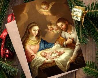Paquete de 10 tarjetas navideñas de la Natividad (con sobres)