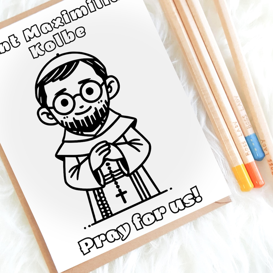 Saint Maximilian Kolbe Coloring Page: Catholic Kids Activity (PDF) - Etsy