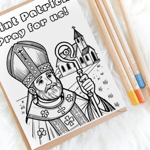 Saint Patrick Coloring Page PDF l St. Patrick&#39;s Kids Coloring Print l Catholic Saints l Saints for Children l Catholic St. Patrick&#39;s Day