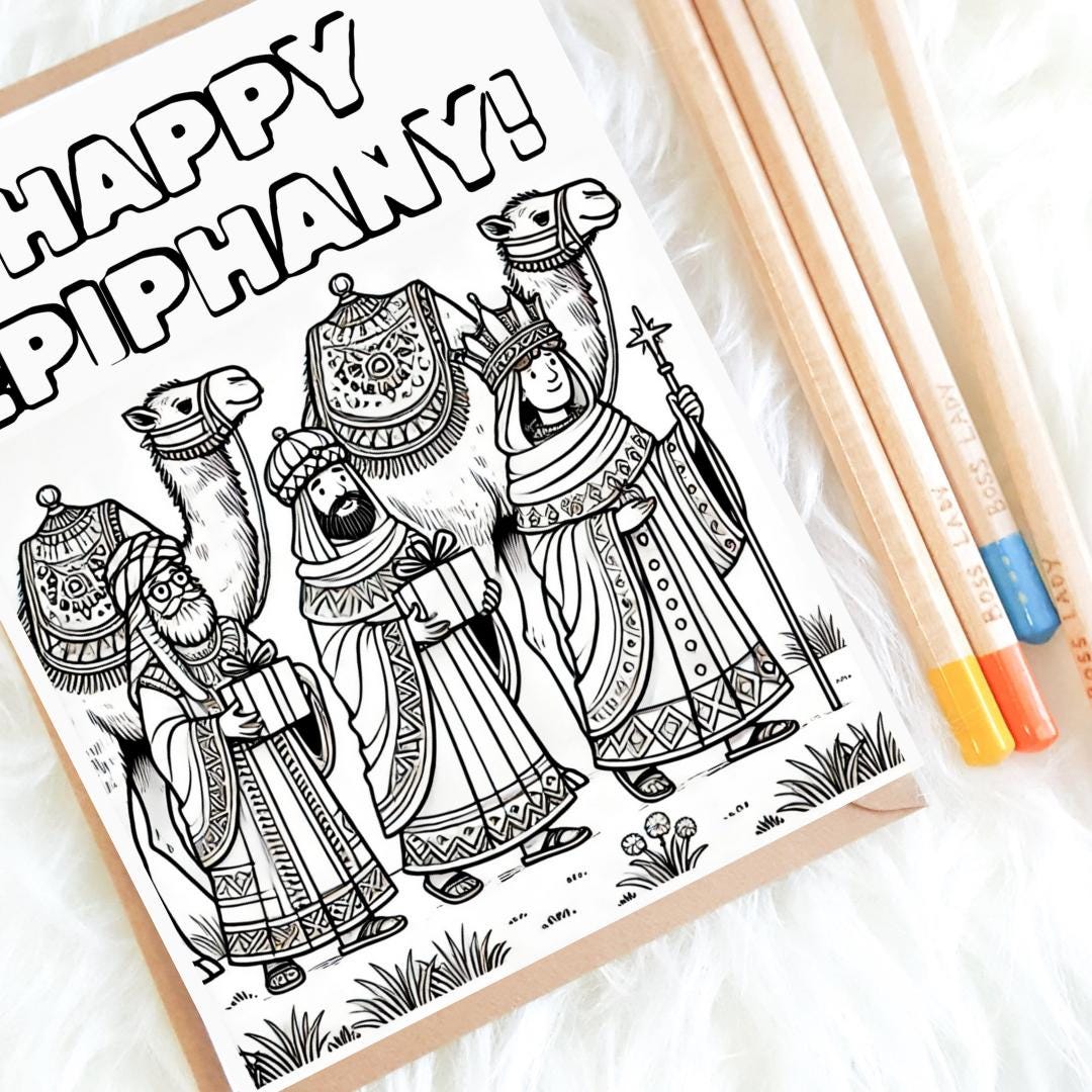 Epiphany Coloring Page: Three Wise Men Kids Activity (PDF)
