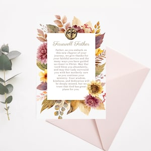 Tarjeta de despedida del sacerdote en formato PDF l Tarjeta imprimible de despedida del sacerdote l Tarjeta de despedida del padre l Tarjeta para sacerdote católico l Tarjeta de despedida del sacerdote