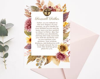 Tarjeta de despedida del sacerdote (PDF) l Tarjeta imprimible de despedida del sacerdote l Tarjeta de despedida del padre l Tarjeta para sacerdote católico l Tarjeta de despedida del sacerdote