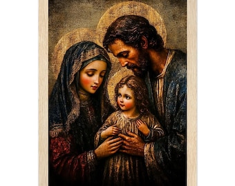 Holy Family Art Print and Wooden Frame L Home Altar L