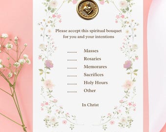 Floral Spiritual Bouquet Cards: Catholic Prayer Gift (Pack of 10)
