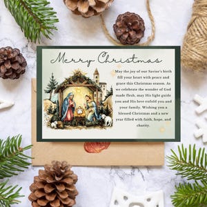 Sjabloon traditionele katholieke kerstkaart l Bewerkbare kerstkaart l Religieuze kerstkaartsjabloon l Bewerkbare katholieke kerstkaart