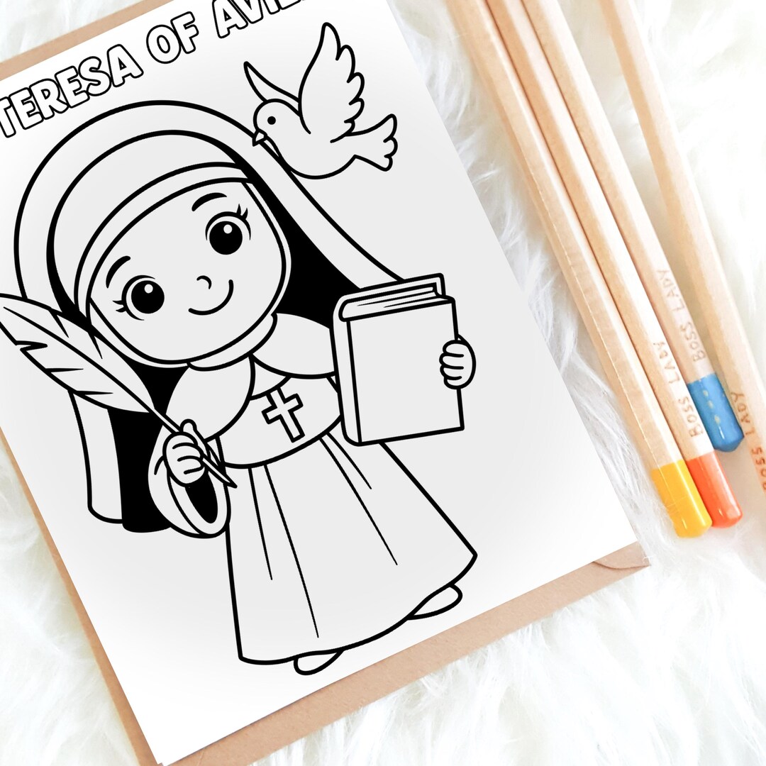 St Teresa Of Avila Coloring Page Catholic Kids Activity PDF Etsy