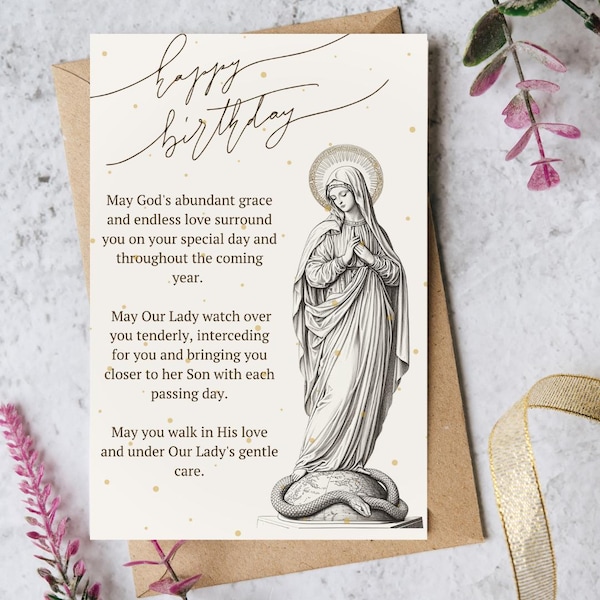 Tarjeta de cumpleaños de la Virgen María, Nuestra Señora Católica Imprimible (PDF)