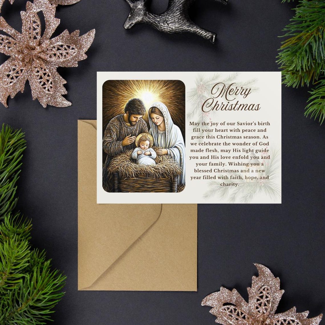 Nativity With Message Nativity Scene Christmas Card: Religious Holiday Card - Etsy