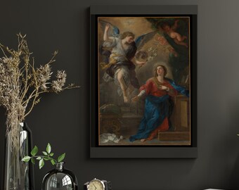 Lámina artística de La Anunciación: Arte mural católico de Luca Giordano (Descarga digital)