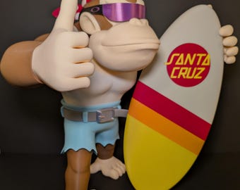 Funky Kong Figure with Surfboard – 17.25" Tall – Retro Nintendo-Inspired Collectible Display Statue