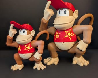 Diddy Kong Fan Figure – Standard (5.5") or Large Size (8.25") – Nintendo-Inspired Statue – Game Room Display